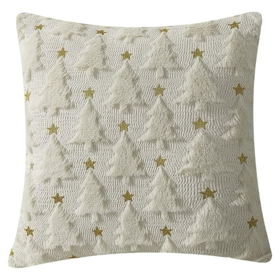 Joipy Christmas Pillows Throw Pillow Winter Christmas Tree Faux Cushion Plush Faux Fur Soft Cushion Holiday Festivals Winter Home Decor Square Pillow (1Pc 18")