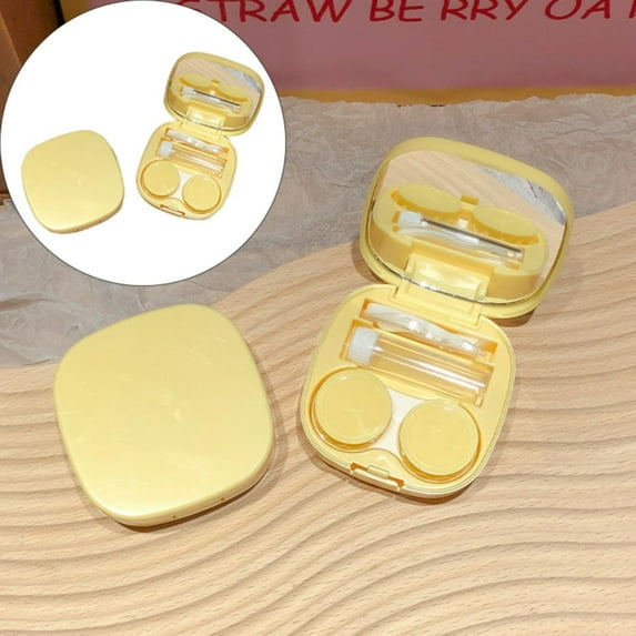 Joipy Cute Travel Contact Lens Case Kit Handmade Colored Lens Case with Tweezers Remover Tool for Travel Home Dormitory & Daily Use (1Set 2.75")
