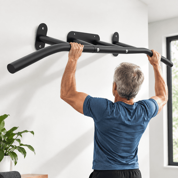 Joist Mount Pull Up Bar for 7-8ft Beams, Home Gym Upper Body Workout