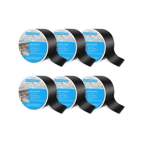 Joist Tape Deck Joist Flashing Tape 4" x 50' Deck Butyl Tape Waterproof Anti-Corrosion Weather Resistance Seal Deck Joist Butyl Tape for Protect Joists Deck Roof 6 Rolls Black