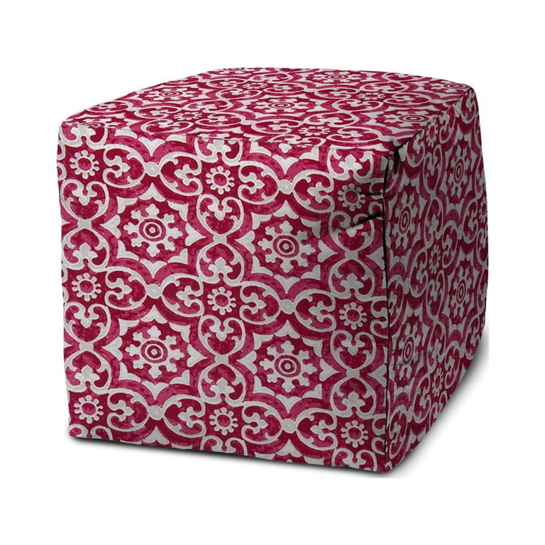 Joita Home ATHENIA Raspberry Indoor/Outdoor Pouf - Zipper Cover with Luxury  Polyfil Stuffing - 17 x 17 x 17 Cube 