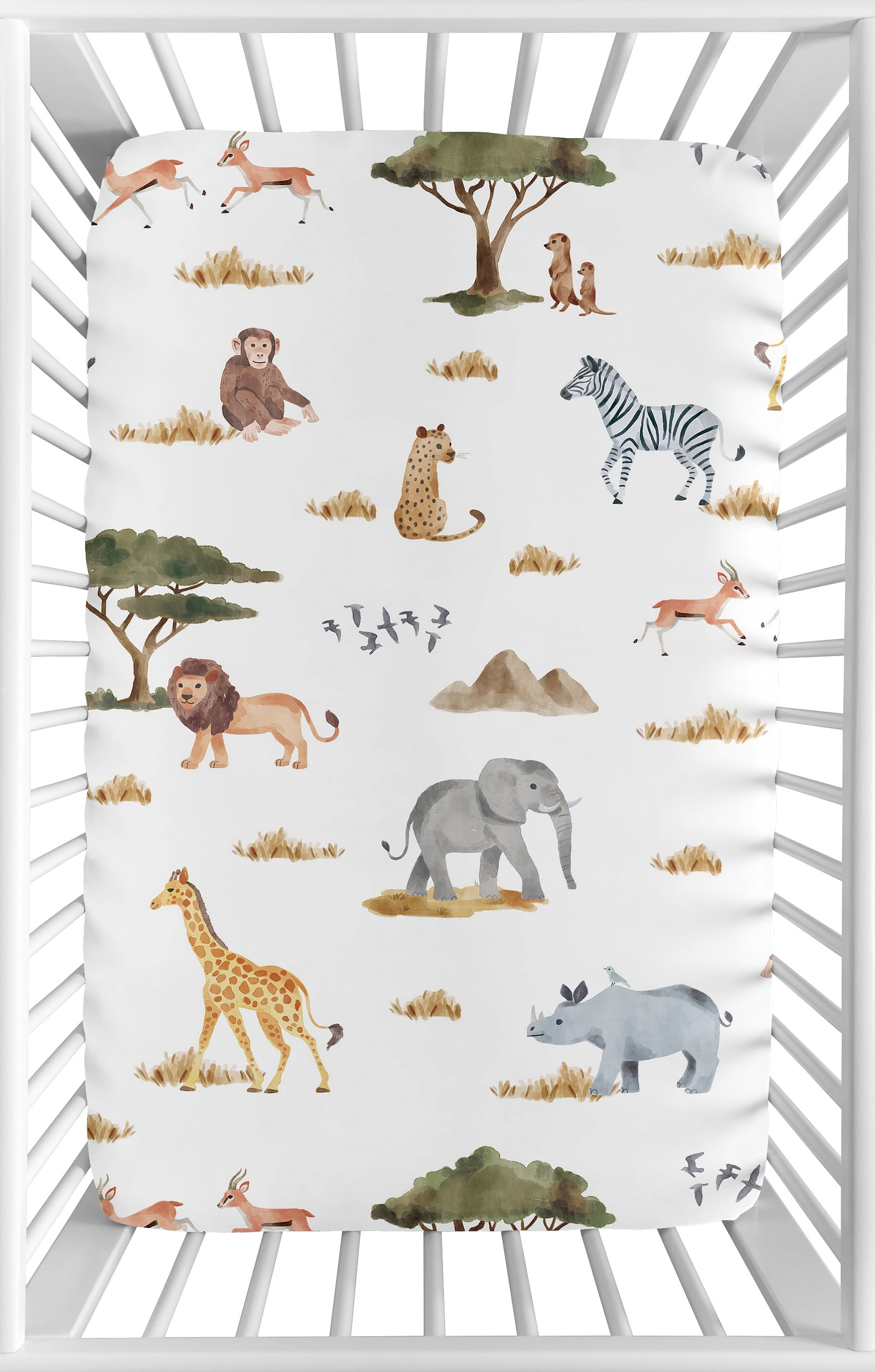 Jojo Designs Jungle Animal Print Fabric Fitted Bed Sheets, Elastic Edges