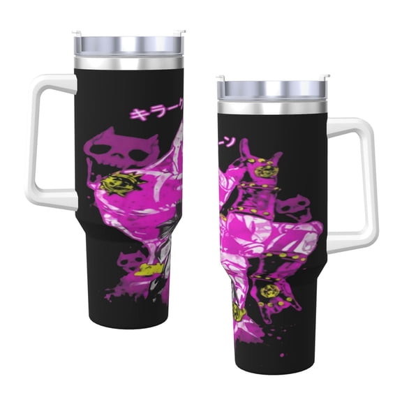 Jojo'S Bizarre Adventure 40 Oz Tumbler With Handle And Straw Double Wall Stainless Steel Sublimation Tumbler With Handle Leakproof,Bpa-Free,Keep Cold Hours