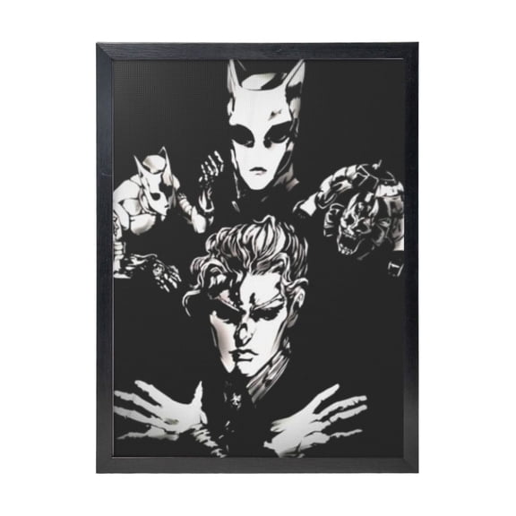 Jojo'S Bizarre Adventure Black Framed Canvas Wall Art Fashion Decor, 12x16in Wall Decor For Living Room, Bedroom, Office