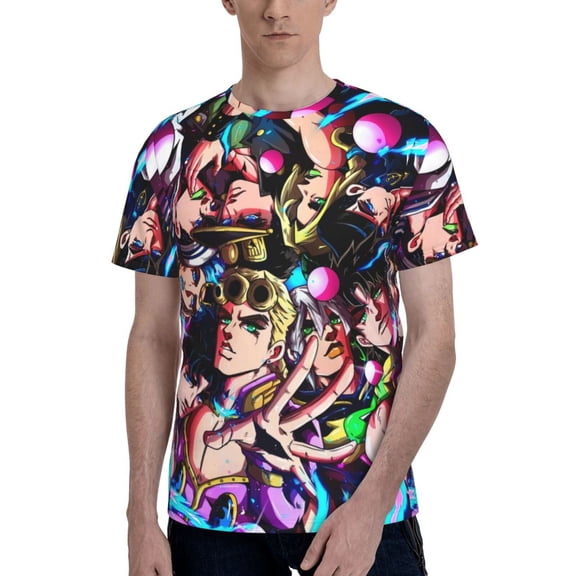 Jojo'S Bizarre Adventure Men's T-Shirt Graphic Print Crew Neck Unisex Short Sleeve Hip Hop Adults Tees Top Streetwear