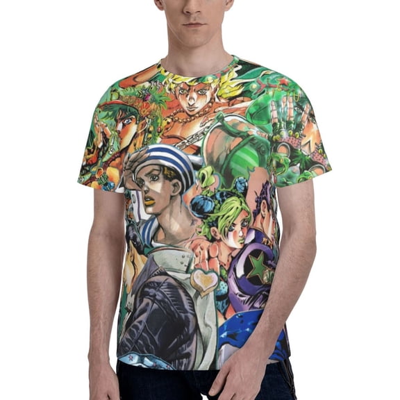 Jojo'S Bizarre Adventure Men's T-Shirt Graphic Print Crew Neck Unisex Short Sleeve Hip Hop Adults Tees Top Streetwear