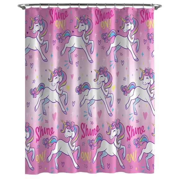 Jojo Siwa 14-Piece Shower Curtain Set with Tufted Rug, Microfiber, Pink, Nickelodeon