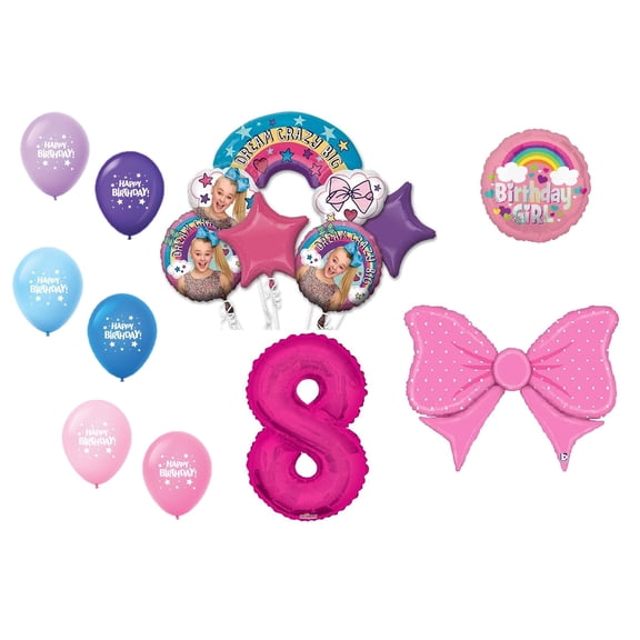 Jojo Siwa 8th 8" Pink Bow Happy Birthday Party Dream Crazy Decoration Balloon Bundle Set