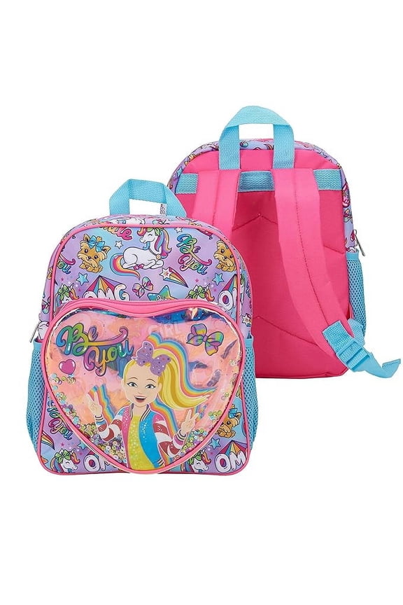 Backpack Purse for Girls, Confetti Heart Shaped Pocket, Unicorn Print, 12 Bookbag w/Adjustable Straps