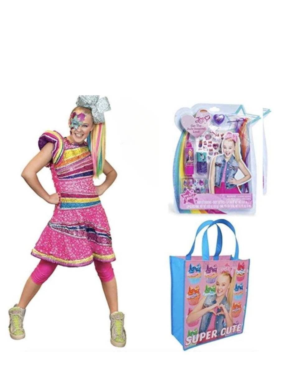 Jojo Siwa Costume costume Dress Cosplay Outfit with Makeup Kit and