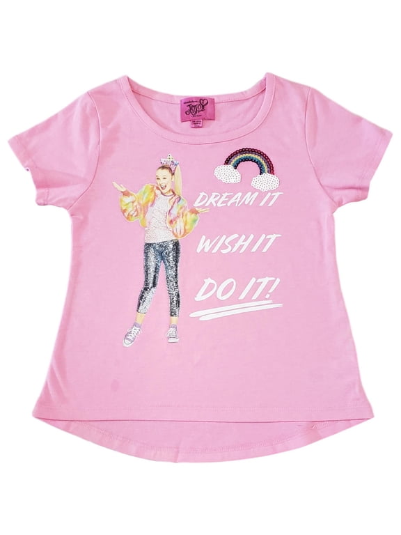 Girl Pink Dream It Wish It Do It Rainbow Sequin T-Shirt Top XS(6/6X)
