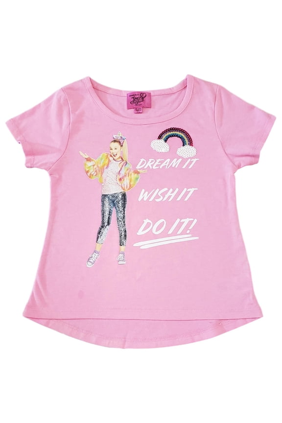 Girl Pink Dream It Wish It Do It Rainbow Sequin T-Shirt Top XS(6/6X)