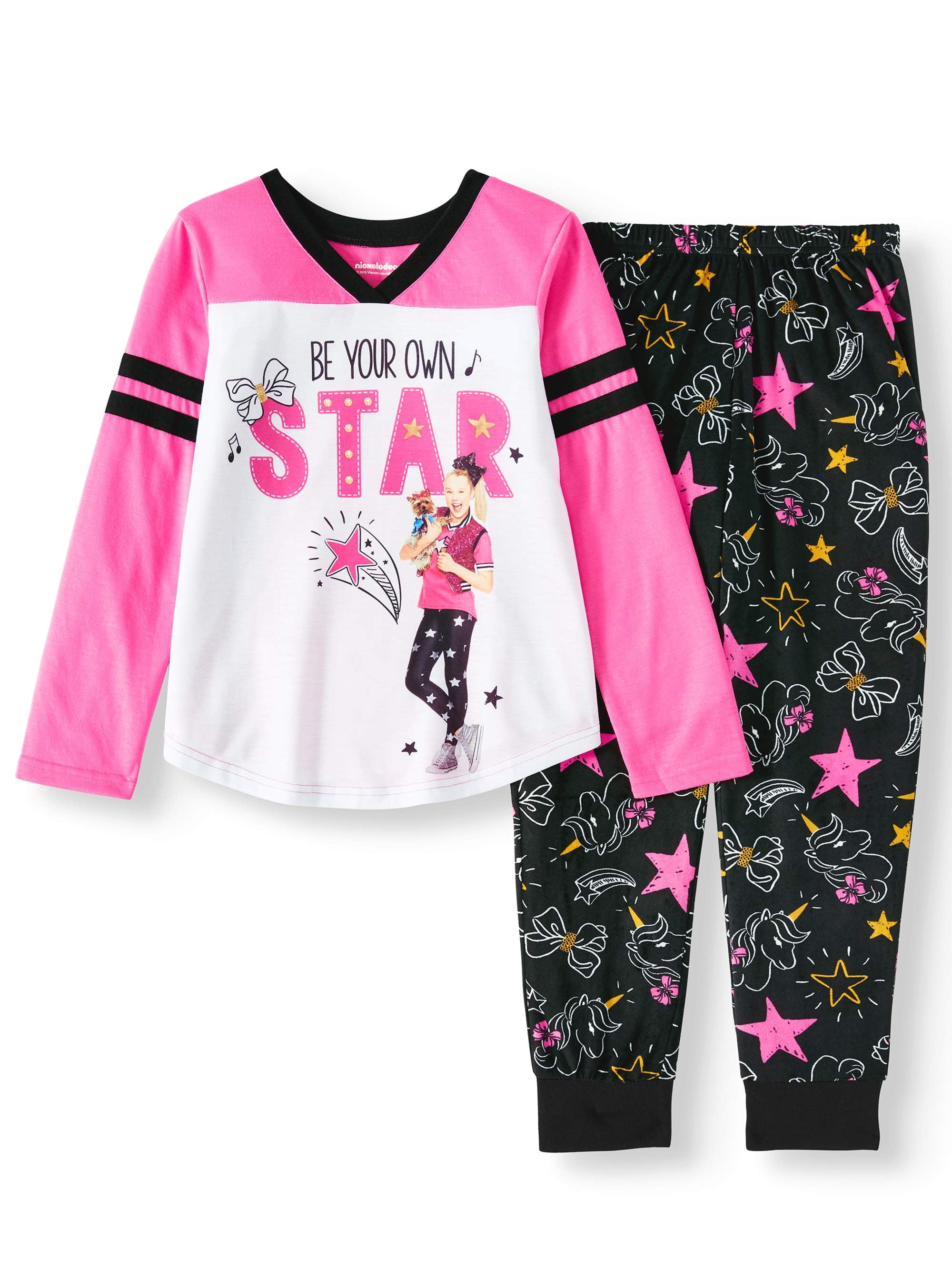 Jojo Siwa Girl s Raglan Pajama Shirt Pants 2 Piece Sleep Set