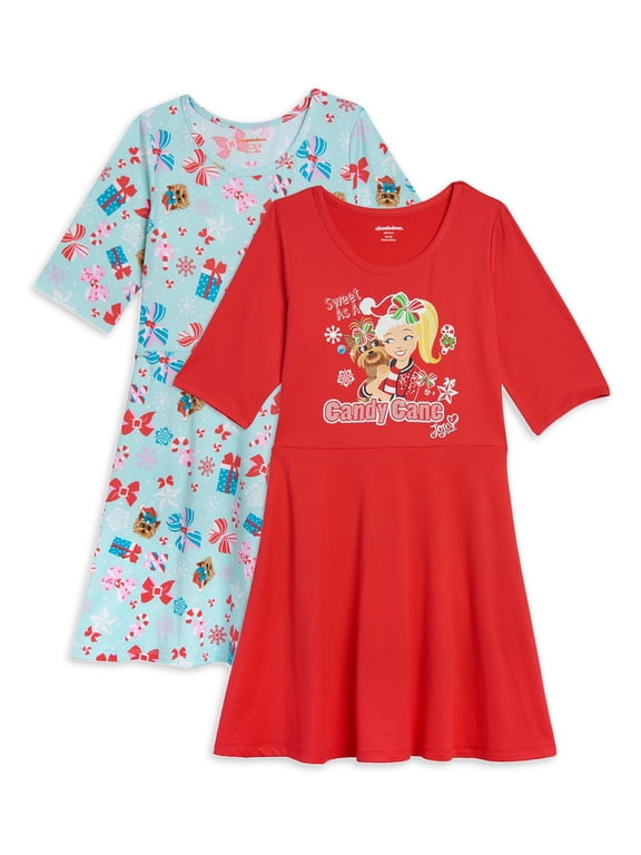 Girls 3/4 Sleeve Play Dress, 2-Pack, Sizes 4-10