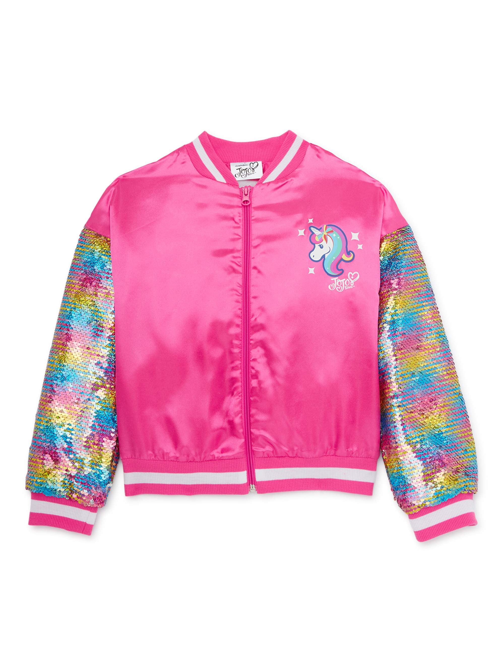 Jojo Siwa Girls 4-16 Bomber Jacket with Flip Sequin Sleeves - Walmart.com