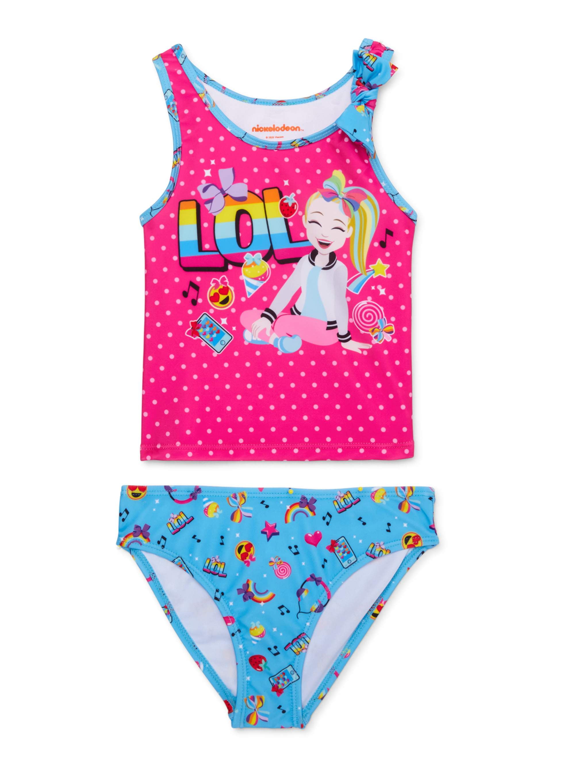 Jojo Siwa Girls 4 6x Lol Bow Strap Tankini Swimsuit Walmart