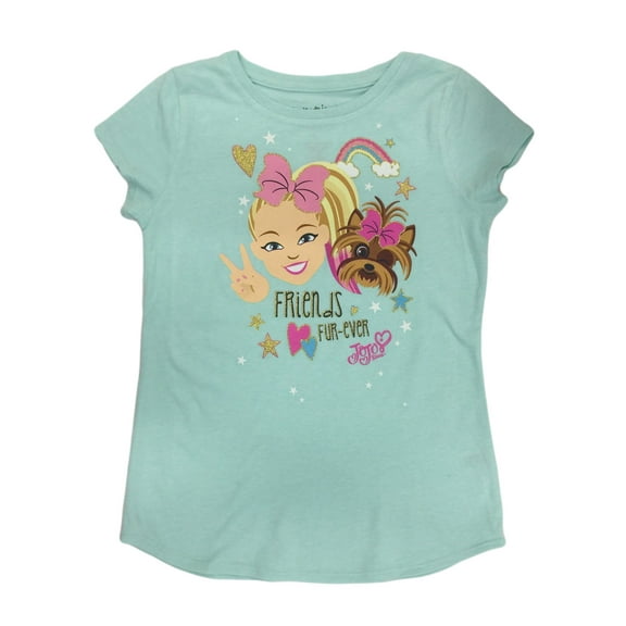 Jojo Siwa Girls Blue Friends Fur- Ever BowBow Gold T-Shirt Tee Shirt 5