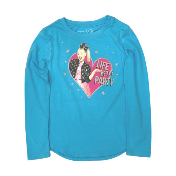 Jojo Siwa Girls Blue Sparkle Long Sleeve Life of the Party Tee Shirt Large 10-12