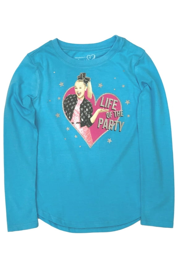 Siwa Girls Blue Sparkle Long Sleeve Life of the Party Tee Shirt Large 10-12