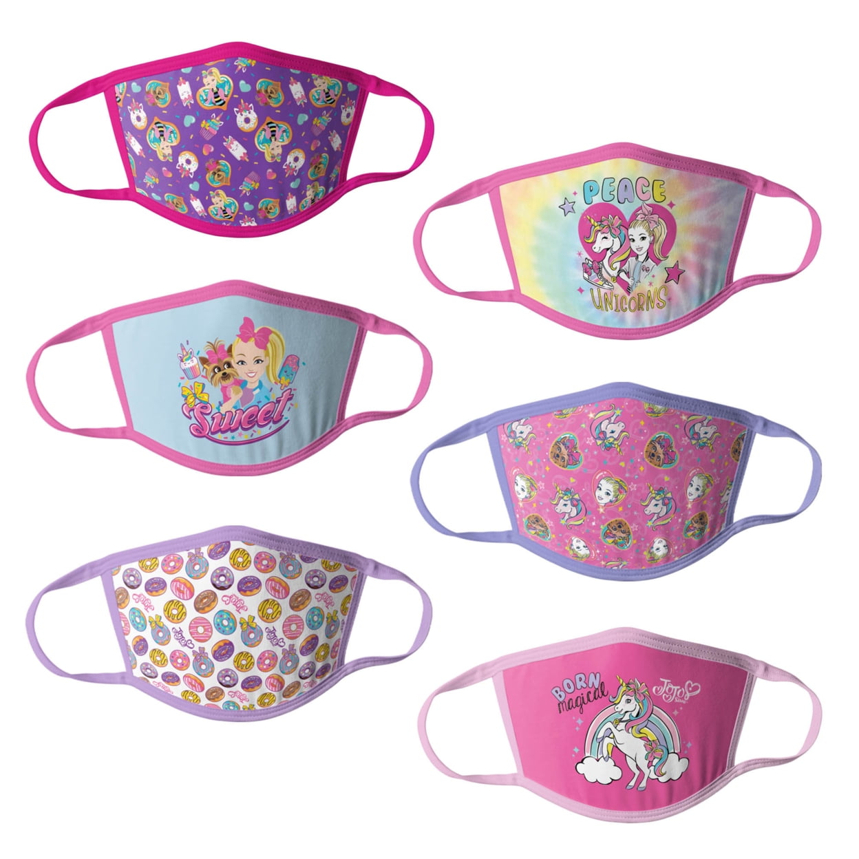 Jojo Siwa Girls Kids Face Masks - 6Pk