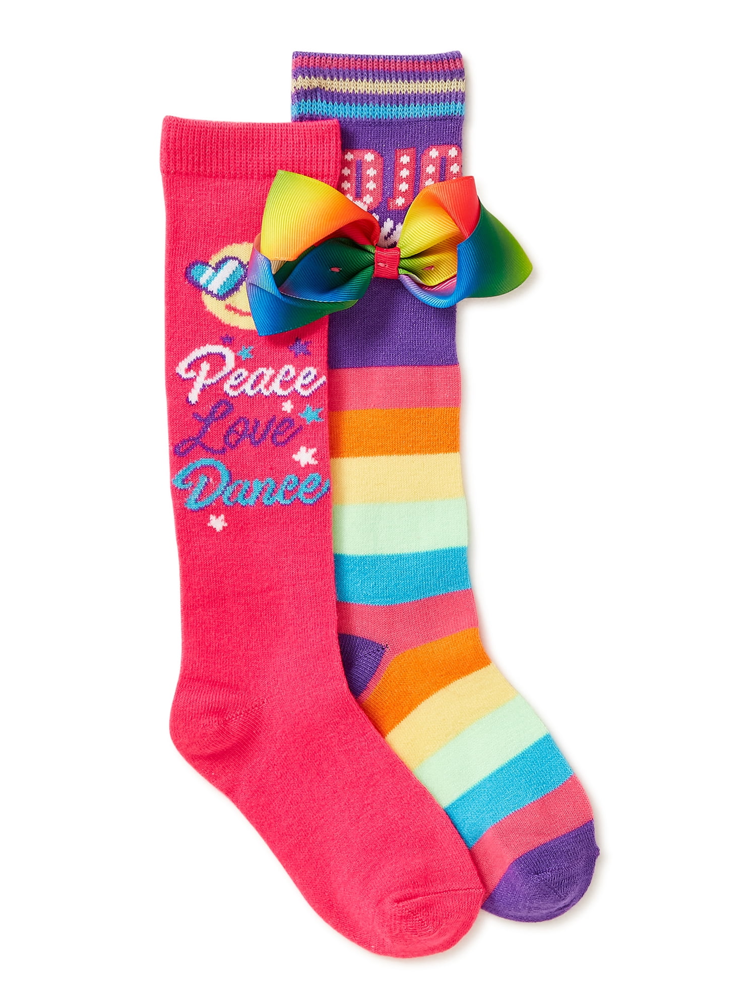 Jojo Siwa Girls Knee High Socks with 3D Bow, 2-Pack, Sizes 6-11 ...