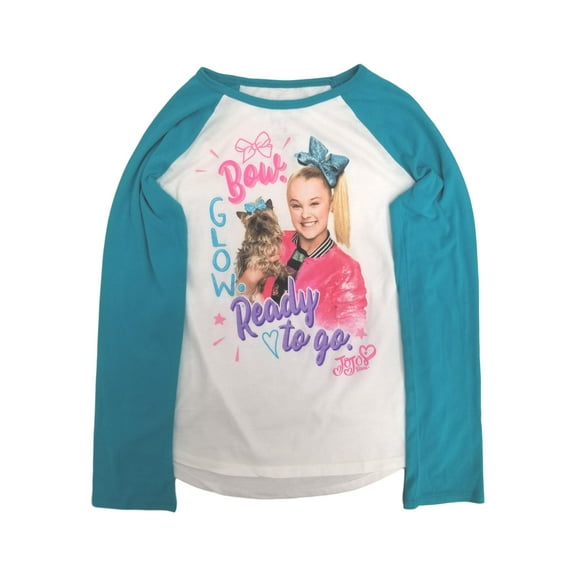 Jojo Siwa Girls Long Sleeve Bow Glow Ready To Go T-Shirt Baseball Tee Shirt 4