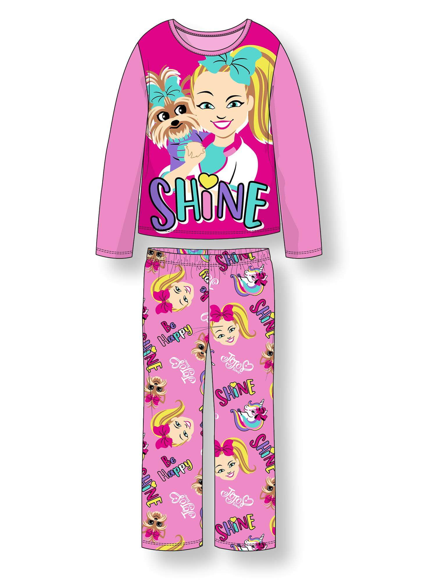 Jojo Siwa Girls Pajama Outfit 2pc Fleece PJ Set 4 10 Pink