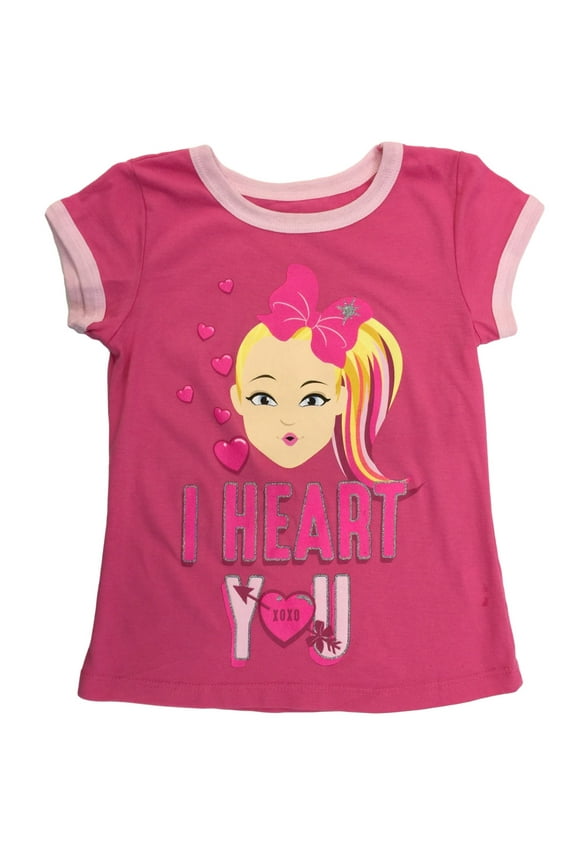Siwa Girls Pink I Heart You XOXO Short Sleeve T-Shirt Tee Shirt XS (4-5)