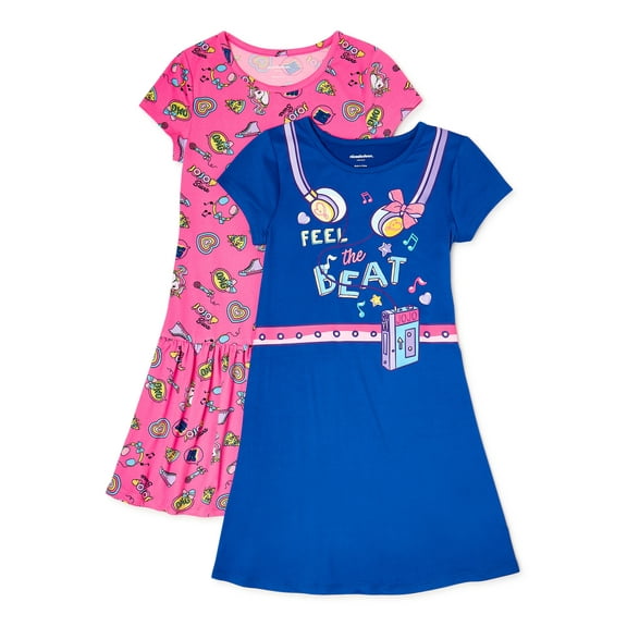 Jojo Siwa Girls Short Sleeve Play Dress, 2-Pack, Sizes 4-12
