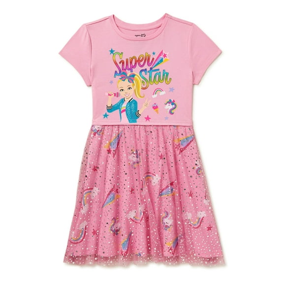 Jojo Siwa Girls Short Sleeve Tulle Dress, Sizes 4-12