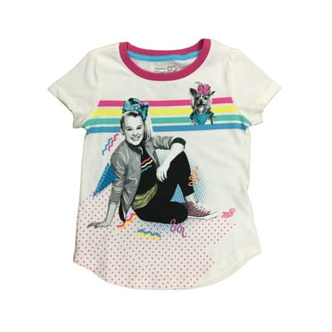 Jojo Siwa Girls White BowBow Polka Dot Glitter T-Shirt Tee Shirt X-Small (4-5)