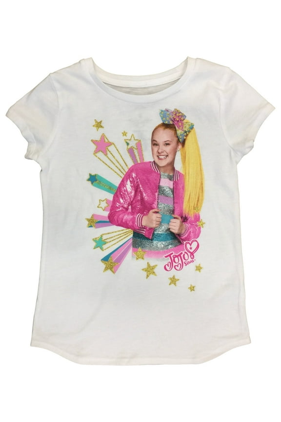 Siwa Girls White Short Sleeve Glitter Gold T-Shirt Tee Shirt 6