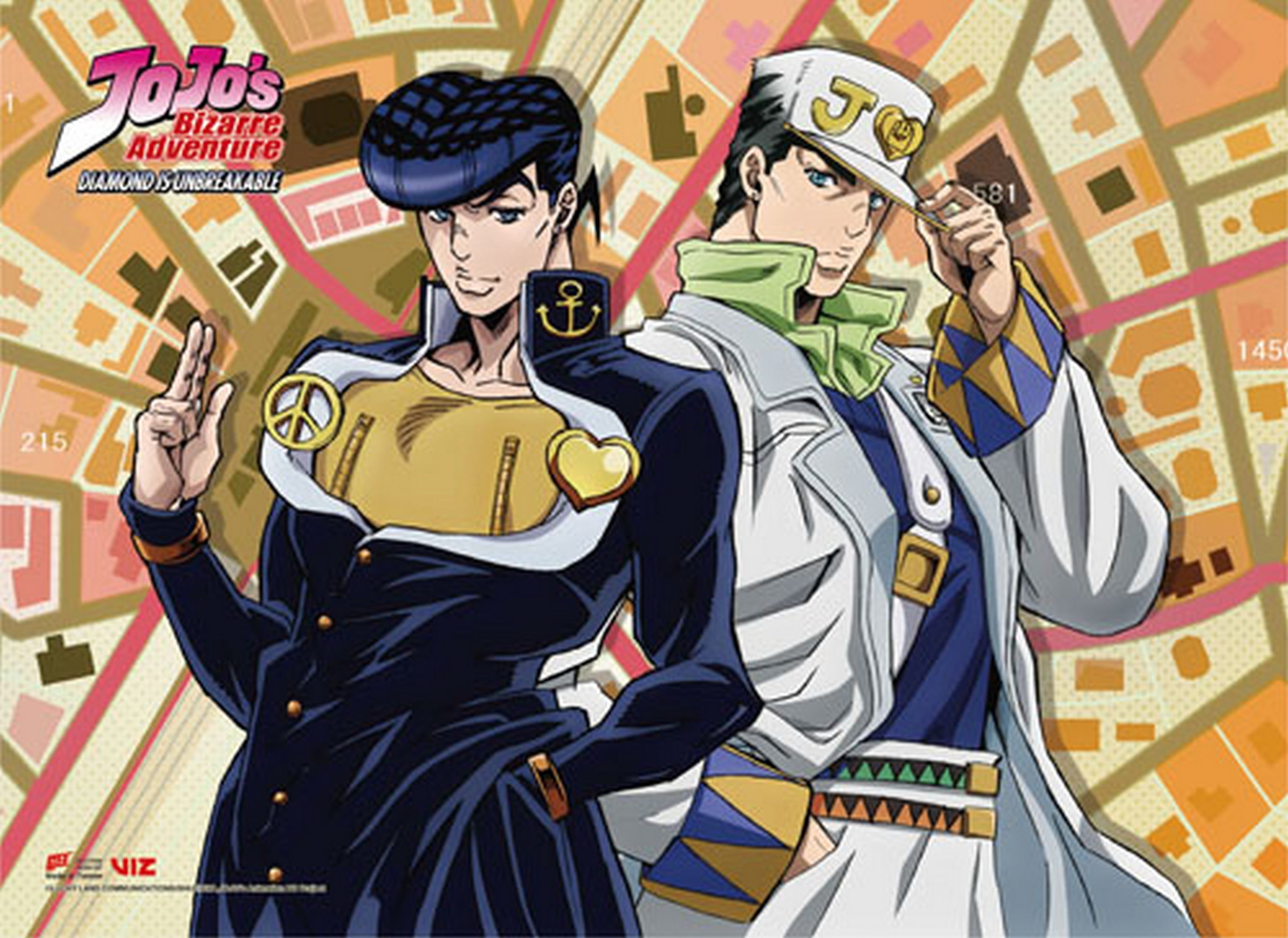 Jojo's Bizarre Advanture- S3 Keyart Josuke & Jotaro Wall Scroll