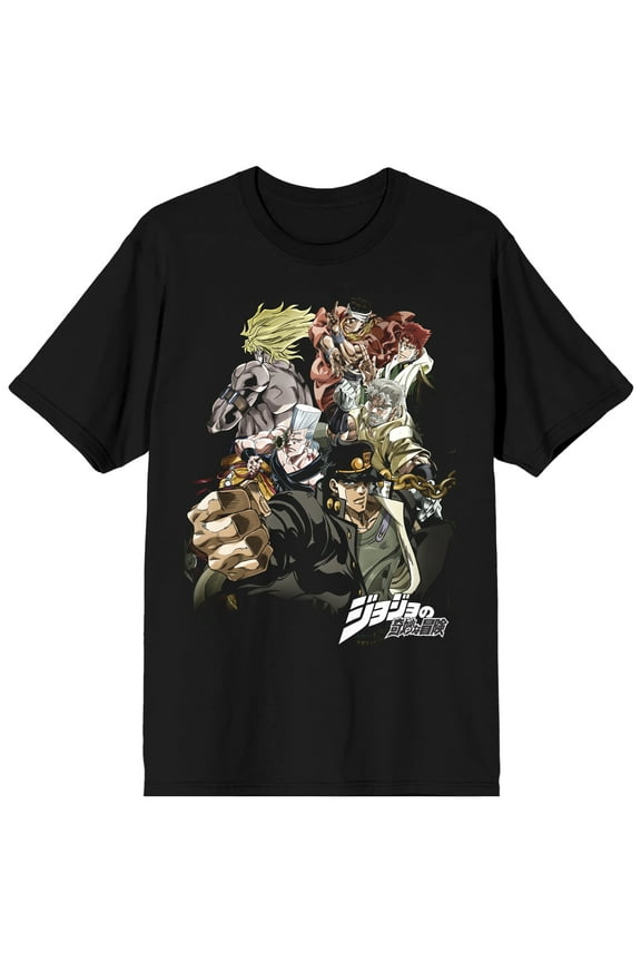 Jojo's Bizarre Adventure Character Art Men's Black T-shirt-XXL