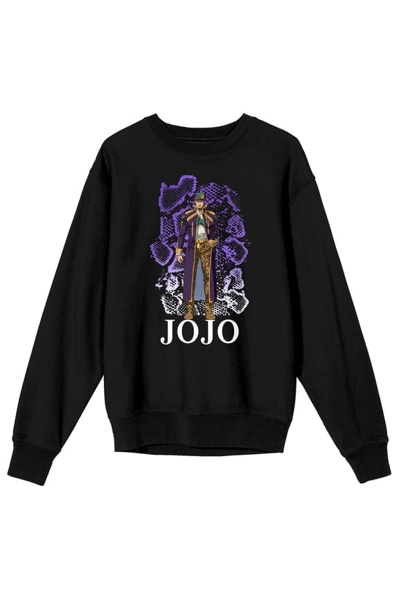 Jojo's Bizarre Adventure Jojo Snake Pattern Adult Black Crew Neck Long Sleeve Sweatshirt-XL