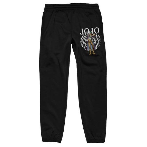 Jojo's Bizarre Adventure Jotaro Kujo, Logo text, Circle with snake pattern on Black Adult Joggers-Large