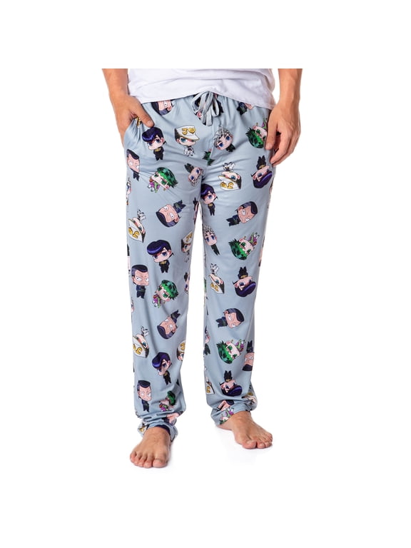 Jojo's Bizarre Adventure Men's Diamond Is Unbreakable Chibi Character Adult Lounge Pajama Pants