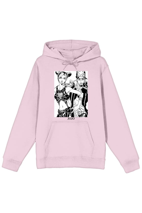Jojo's Bizarre Adventure Stone Ocean Jolyne Jotaro Long Sleeve Cradle Pink Hooded Sweatshirt-Small