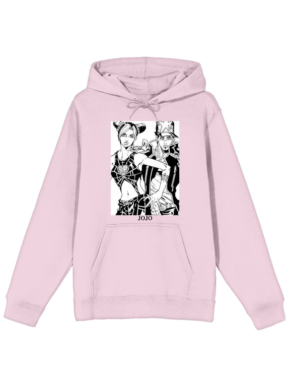 Jojo's Bizarre Adventure Stone Ocean Jolyne Jotaro Long Sleeve Cradle Pink Hooded Sweatshirt-XL