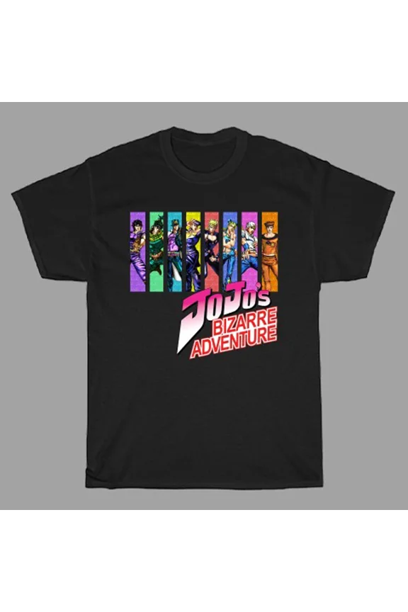 Jojo's Bizzare Adventure Anime Cartoon Men's Black Size S to 3XL