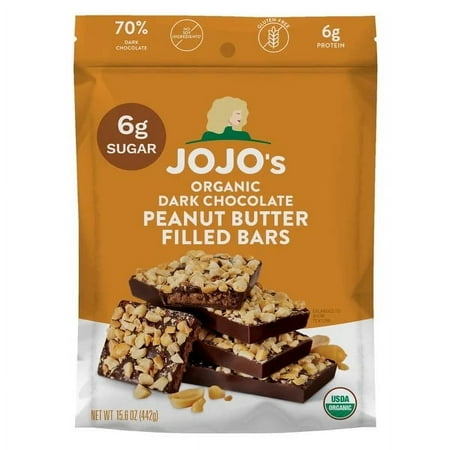 Jojo's Organic Dark Chocolate Peanut Butter Filled Bars, 15.6 Ounce