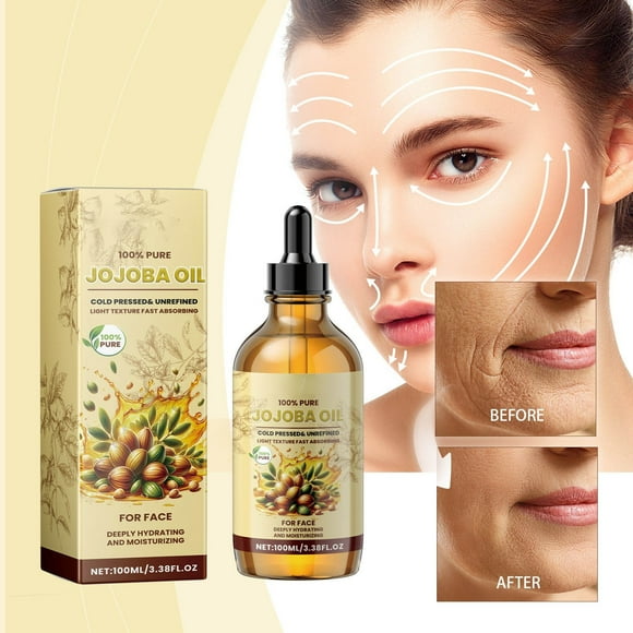Jojoba Oil, Face Moisturizing, Brightening, Firming, Antiaging, 100ml, Natural Skin Care, Organic, for Mature Skin, Gentle Formula, Daily Routine, Vegan, Paraben-Free, Non-Comedogenic