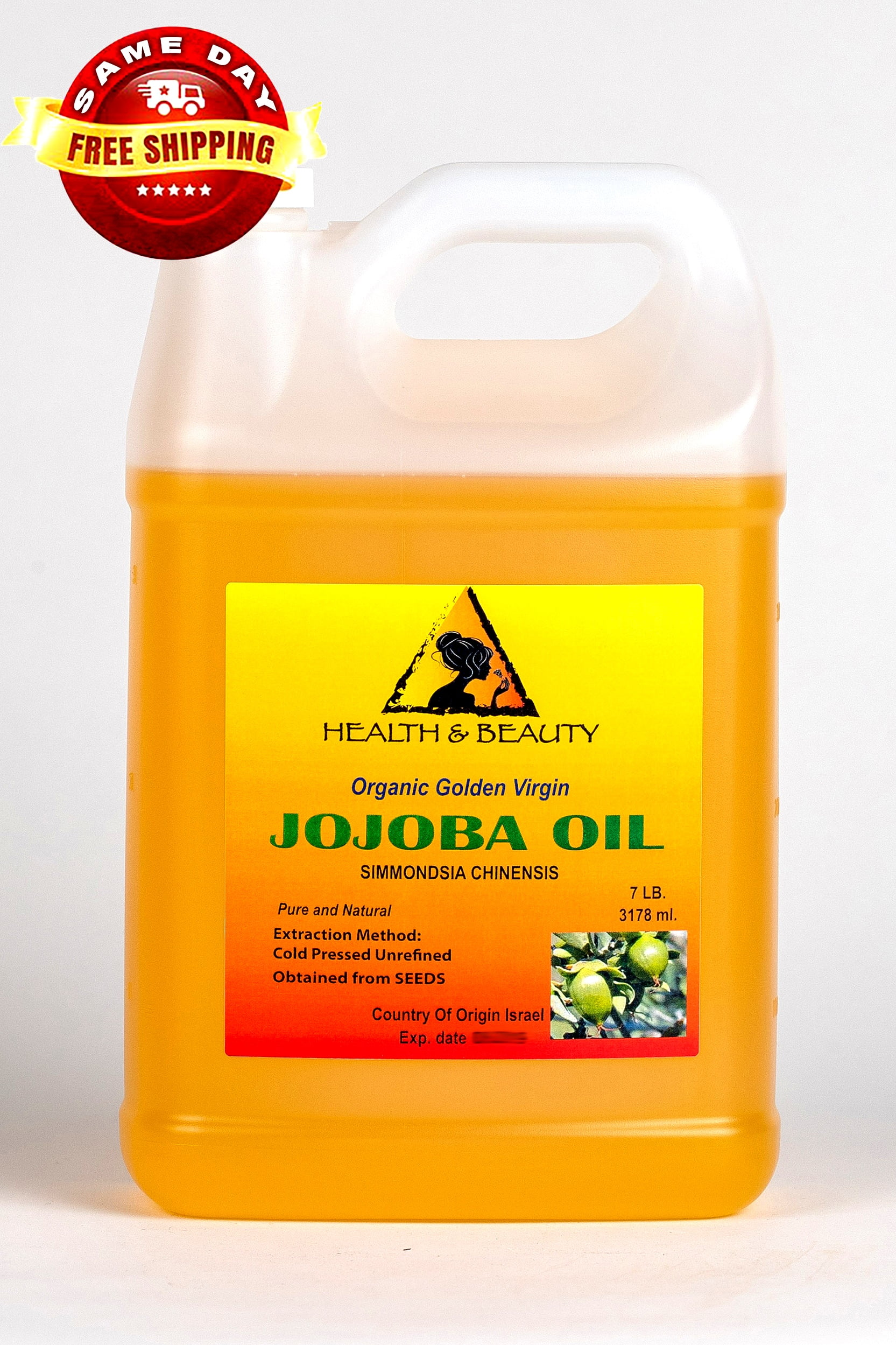 Jojoba Oil Golden Organic Carrier Unrefined Raw Virgin Cold Pressed Pure 128 oz, 7 LB, 1 gal