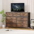 thumbnail image 1 of Jojoka 10-Drawers TV Stand Entertainment Center for 55" TV, Dresser Chest of Drawers for Bedroom, Wood Top & Fabric Drawer Storage Organizer Console Table for Living Room, Entryway, Rustic Brown, 1 of 8
