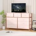 thumbnail image 1 of Jojoka 10-Drawers TV Stand Entertainment Center for 55" TV, Dresser Chest of Drawers for Bedroom, Wood Top & Fabric Drawer Storage Organizer Console Table for Living Room, Entryway, Girl Pink, 1 of 8