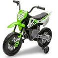 thumbnail image 1 of Jojoka 12V Electric Dirt Bike, Kids Ride on Motorcycle with Twist Grip Throttle and 2 Training Wheels, Dirt Bikes and Motorcycles 3-8 years, Green, 1 of 7