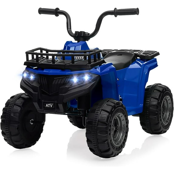 Jojoka 12V Kids ATV Ride On Car, Battery Powered Electric Ride On Toys for Toddlers with LED Lights, Music, High/Low Speeds, Treaded Tires, for 3-6 Years Old Boys & Girls, Blue