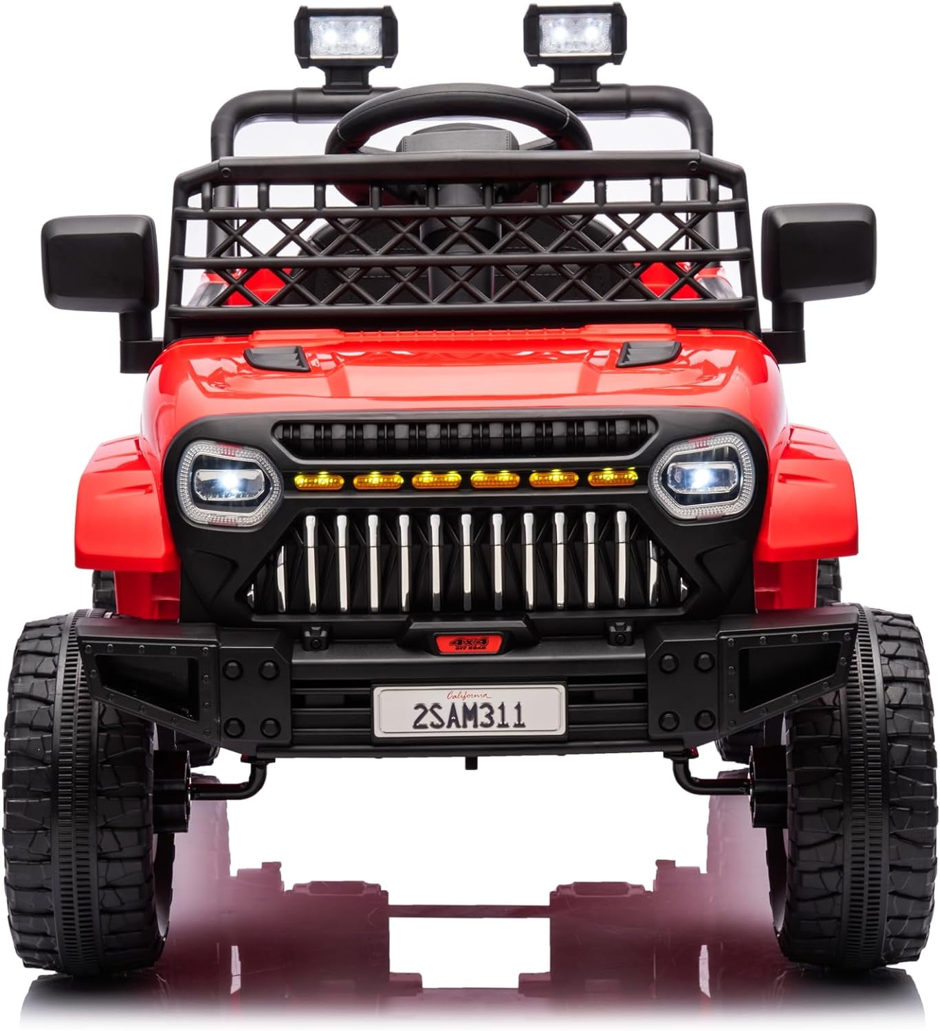 Red 12V Kids Ride-On Truck with Remote Control and LED Lights