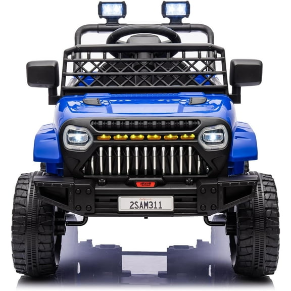 Jojoka 12V Kids Ride On Truck Car, Electric Vehicles Battery Powered Ride on Toys with Remote Control, 4-Wheel Suspension, Battery Display, LED Lights, Music, for 3-6 Years Boys & Girls, Blue