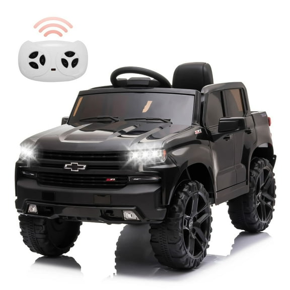 Jojoka 12V Licensed Chevrolet Silverado GMC Ride on Truck Car for Kids Battery Powered Electric Toys Vehicles with Remote Control, LED Light, Bluetooth, Spring Suspension, for 3-8 Years Old, Black